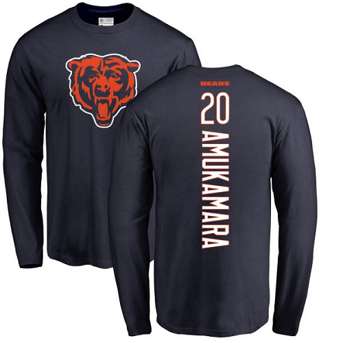 Chicago Bears Men Navy Blue Prince Amukamara Backer NFL Football #20 Long Sleeve T Shirt->nfl t-shirts->Sports Accessory
